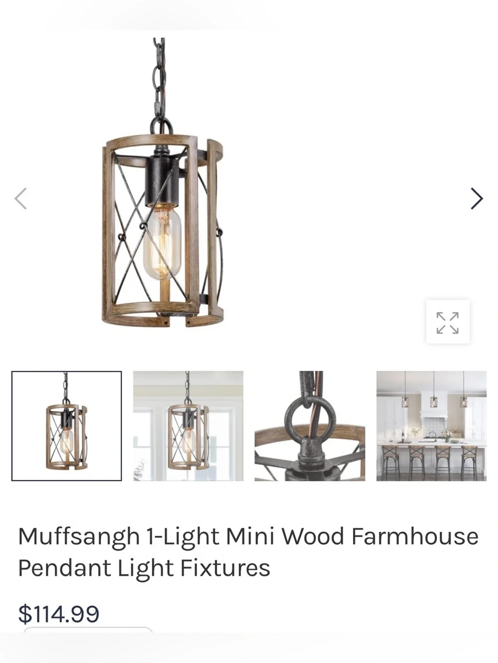 New LNC Muffsangh Wood and Metal Cage  farmhouse Pendant Light